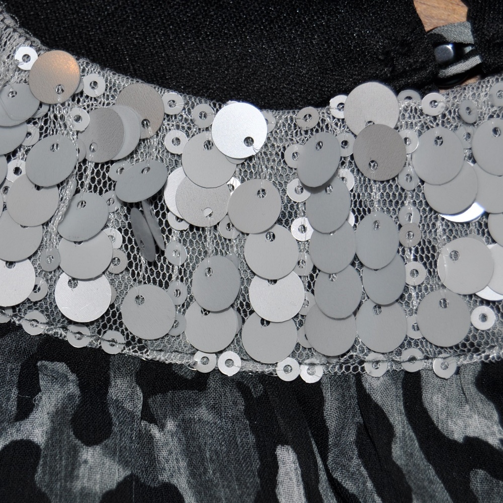 3/$20 PINKY Girl's Gray Leopard Sequin Party Dress - Picture 3 of 7